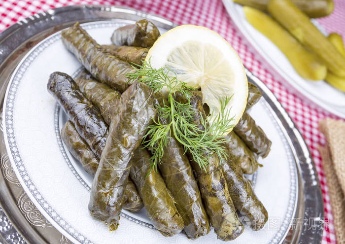 传统的土耳其食物填充叶子Yaprak SarmaDolma