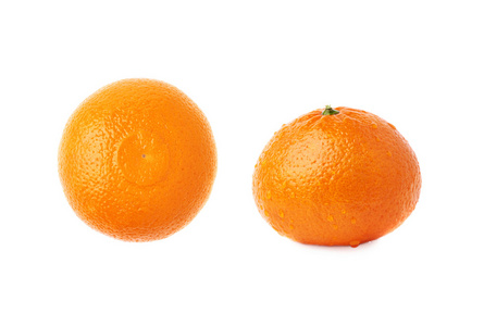 新鲜多汁的橘子水果孤立在白色的背景