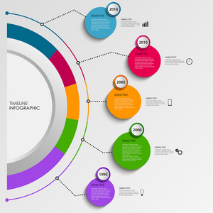 时间线信息图形设计多彩圆模板