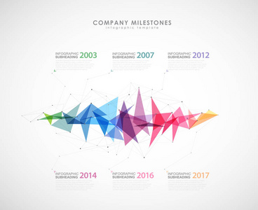 信息图表启动里程碑时间轴矢量模板