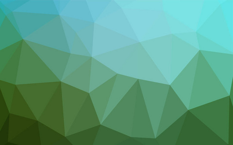 浅蓝色, 绿色矢量模糊三角形图案。带有渐变的多边形抽象插图。一个全新的商业设计模板