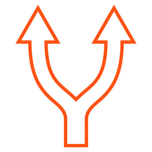 细线箭头细线矢量图标向上分叉箭头照片