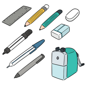 漫画卡通木尺向量集的文具照片