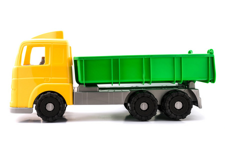 五彩缤纷的玩具车卡车。白色背景上孤立