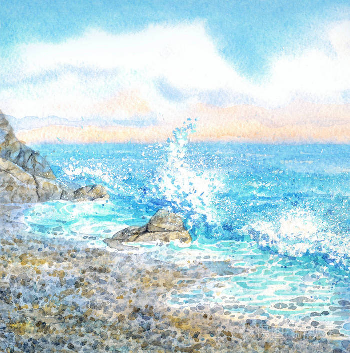水彩画(海景)№43 水彩画(海景)№43 瀬戸内の海」水彩画 2024年 八つ切り