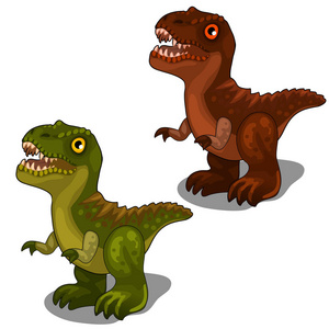 绿色和棕色恐龙卡通风格