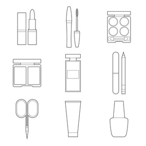 一套简单的化妆品行艺术图标在白色背景上