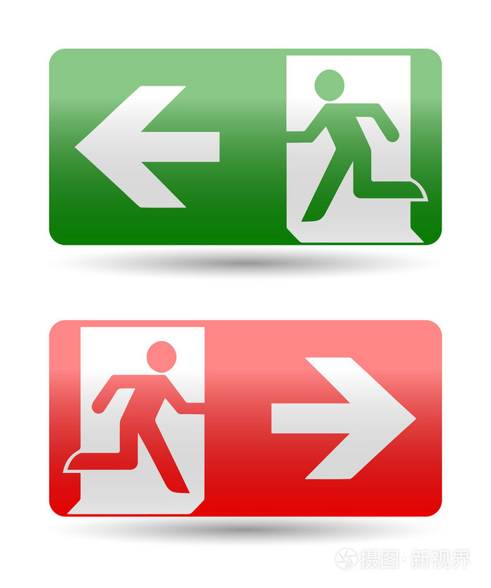 消防紧急图标.矢量图.消防出口