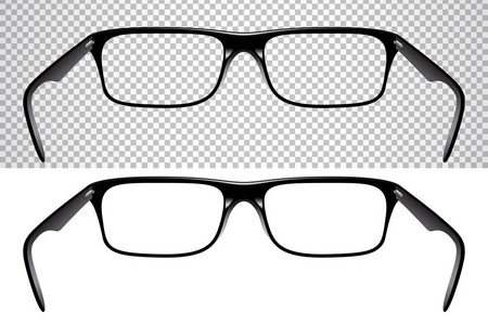 规格图逼真的眼镜视觉, 后视图, 孤立的白色照片