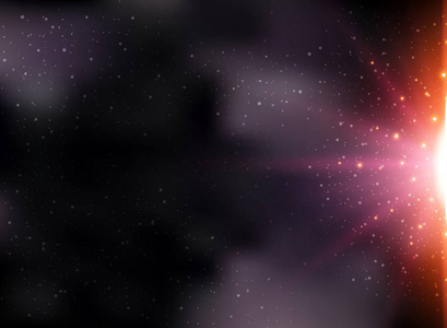 抽象未来无限宇宙空间在暗紫色背景与照明效果。矢量插图