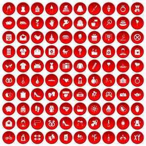 100妇女快乐的图标设置红色