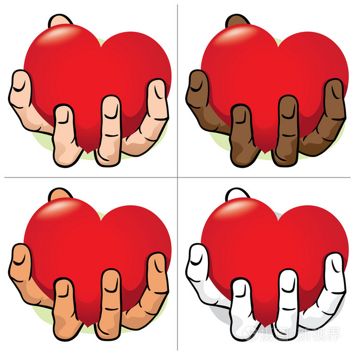 插画手拿着一颗心,民族.体制和浪漫的材料的理想选择