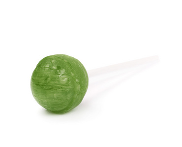 孤立的绿色棒棒糖糖果