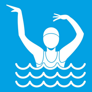 游泳运动员在游泳池图标白色