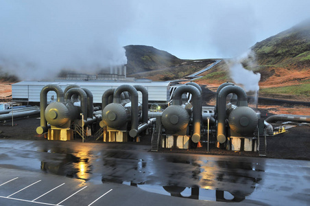 冰岛的一个地热发电厂