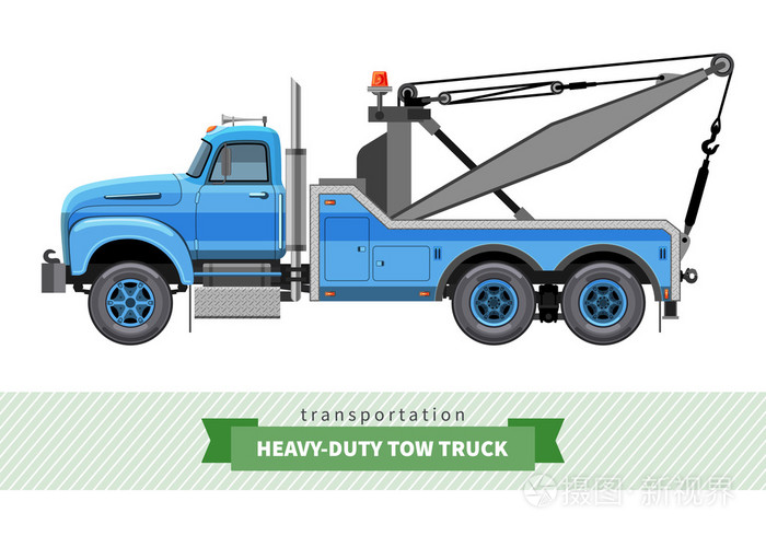 经典的重型拖车卡车侧视图