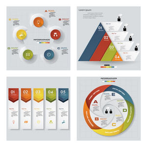 4 设计多彩的演示文稿模板的集合。矢量背景