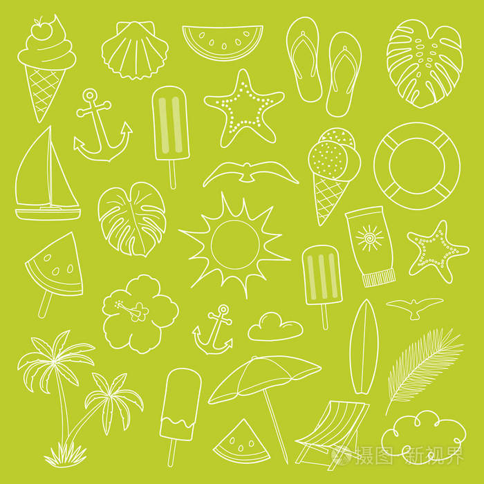 老式夏季图标-大收藏.向量