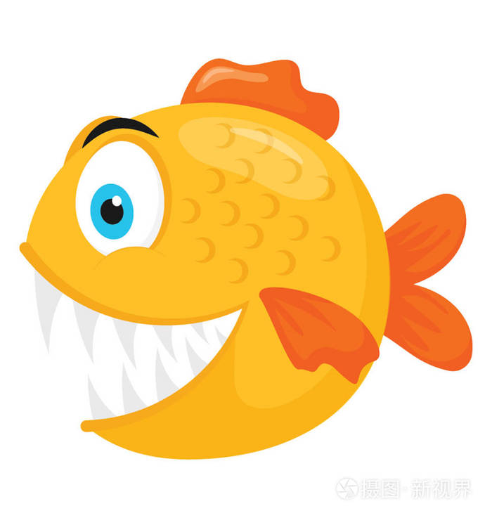 一个可爱的橙色黄色中型鱼通常保存在水族馆和小池塘 金鱼插画 正版商用图片0q242e 摄图新视界