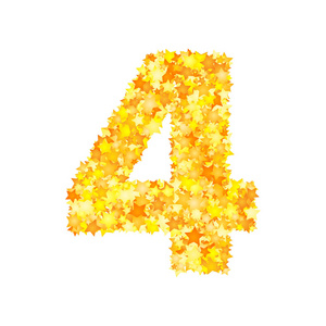 矢量黄色星形字体, 数字4