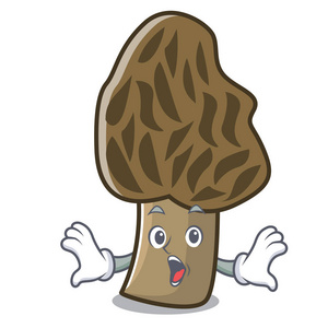 惊喜羊肚菌蘑菇吉祥物卡通图片