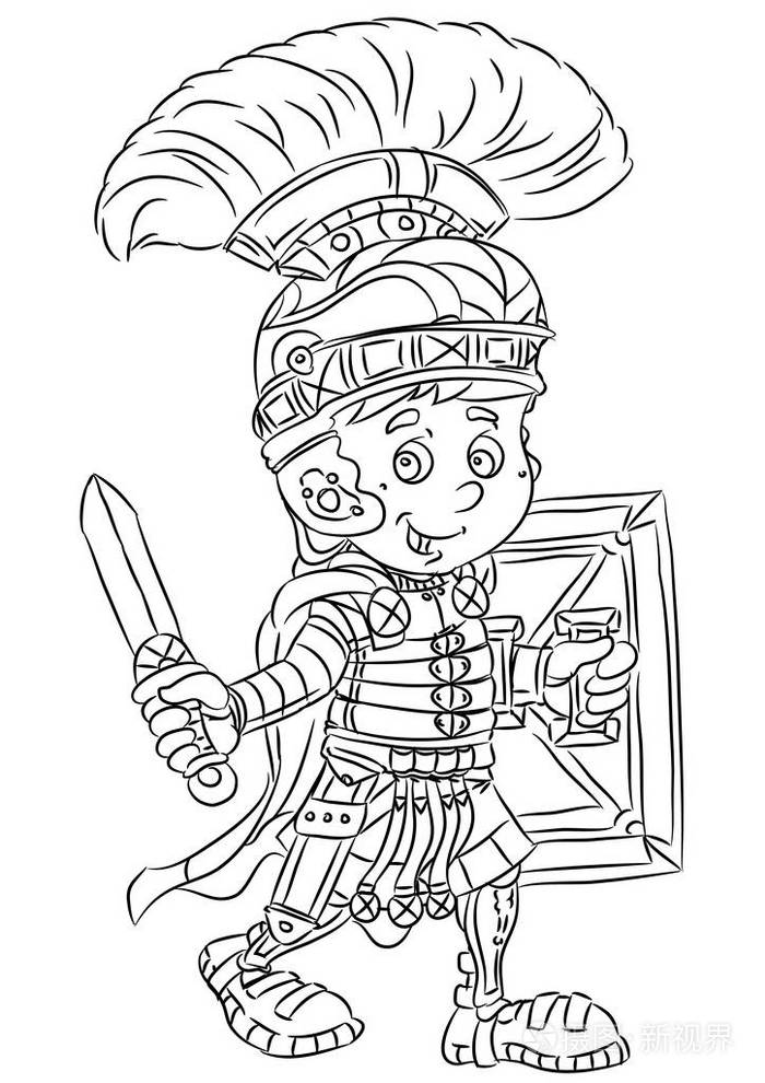 罗马士兵指挥官用剑和盾插画-正版商用图片0q2cbx-摄图新视界
