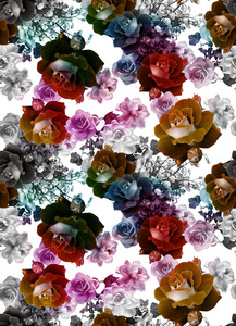 五彩缤纷的花朵和植物背景