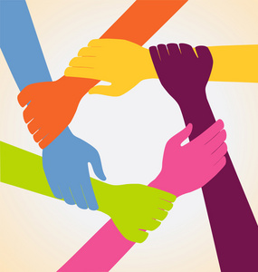 友谊戒指许多手团队的创意多彩戒指照片