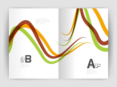 企业宣传册传单 tempalate 波和线抽象背景