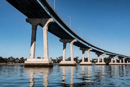 支撑梁线的混凝土及钢箱梁支撑科罗纳多桥照片