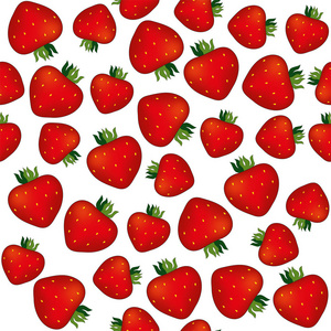 无缝草莓图案矢量背景