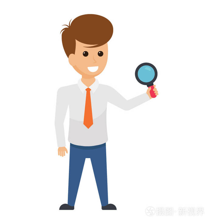 一个男性头像持有放大镜和环顾四周描述员工监控