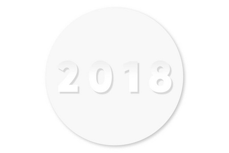 2018年在白色背景被隔绝, 白色横幅2018年