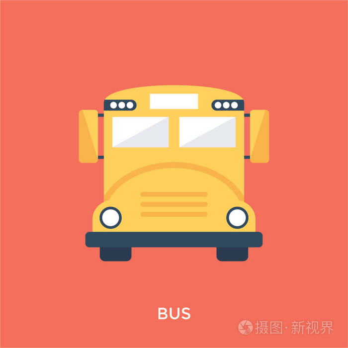 公路上一辆宽敞的汽车, 象征着公交车之旅的理念