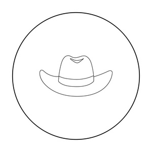 牛仔帽图标在白色背景上孤立的轮廓样式。帽子象征股票矢量图