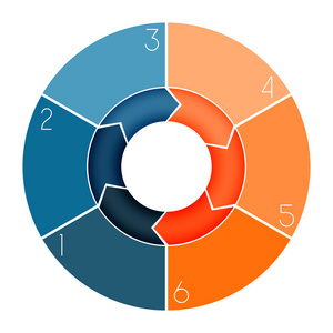 六位置编号的信息图表环图表文本区域