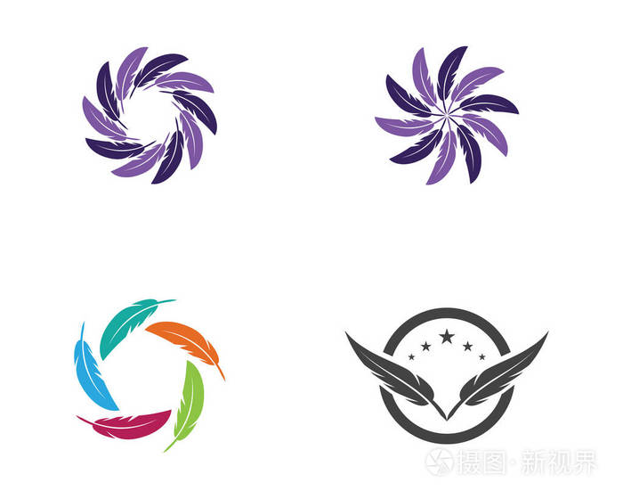 羽毛笔徽标模板矢量图标插图插画-正版商用图片0q354y-摄图新视界