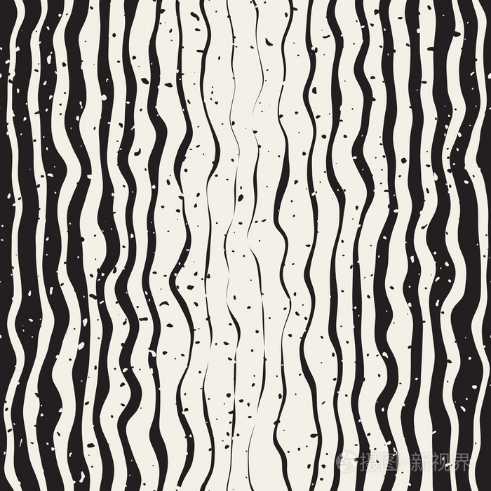 矢量无缝手绘平行垂直扭曲复古图案线条