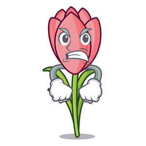 愤怒的番红花花吉祥物卡通照片