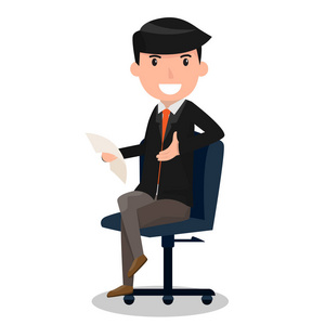 成功经商的老板或经理.卡通人物矢量插图照片