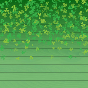 圣帕特里克节框架与绿叶草绿色的背景。向量