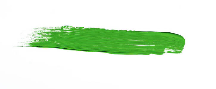 在白色背景上隔离的绿色画笔描边
