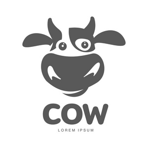 设计元素,图标,徽标,标志和徽章上白色孤立牦牛标志矢量图标插画收集