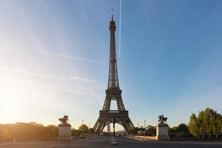 在塞纳河在早上从巴黎的埃菲尔铁塔。巴黎法国