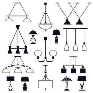 大套不同的矢量室内灯