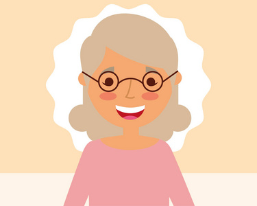 祖父母日标签可爱的微笑奶奶与眼镜矢量插画