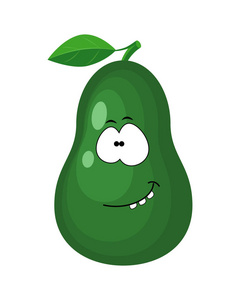 蔬菜卡哇伊字符可爱的卡通鳄梨字符矢量插图隔离在照片