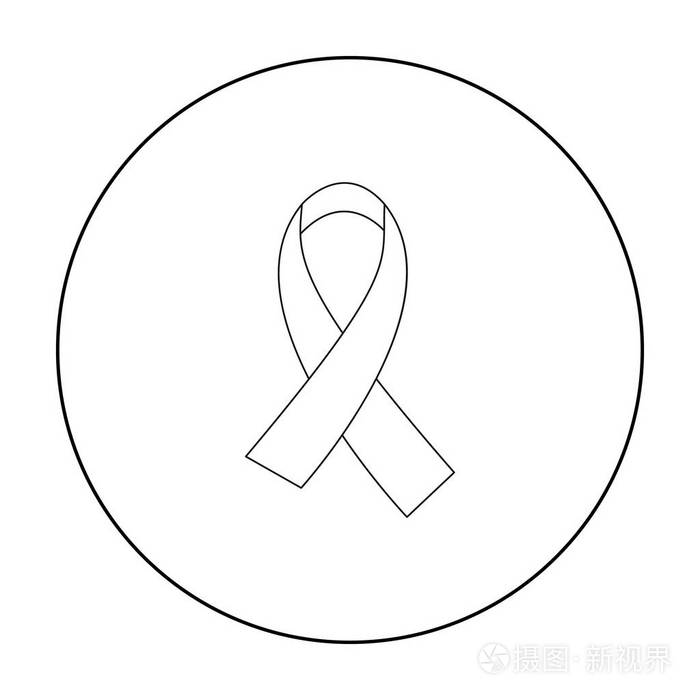 插画 艾滋病丝带在白色背景上孤立的大纲样式图标.