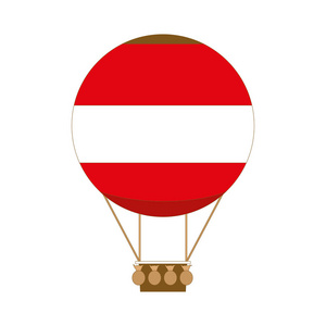 热空气气球在平面样式的应用程序图标。矢量图上白色孤立
