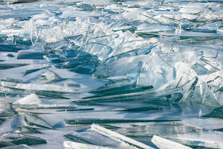 水面上的冰断冰。冬季景观